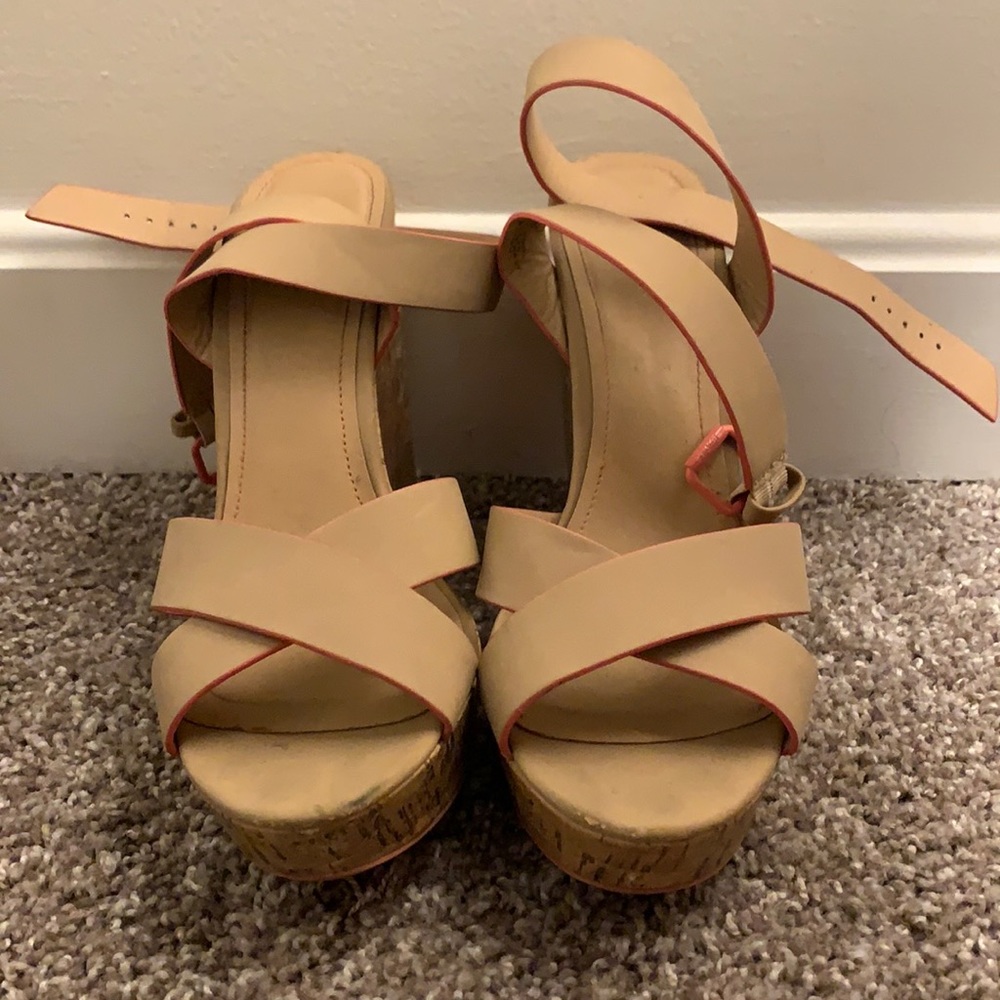 Tan summer platform heels
